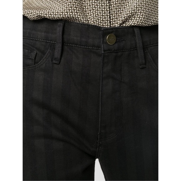 FRAME Denim Le Sylvie Slender Straight Tonal Stripe Jeans Black Women Size 28 - Picture 7 of 11